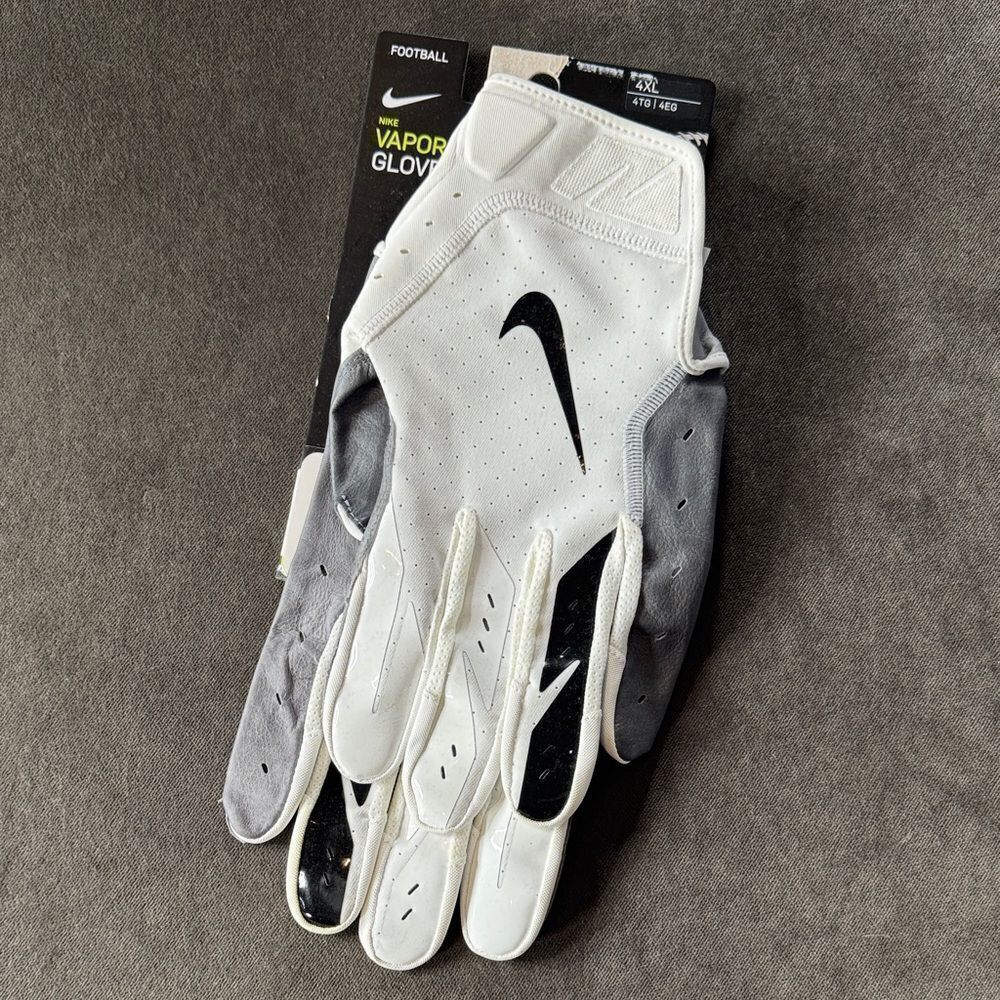 Nike Vapor Jet Football Gloves PGF665 White Gray Size 4XL NEW